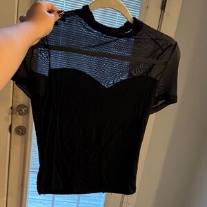 Black Mesh Women Top